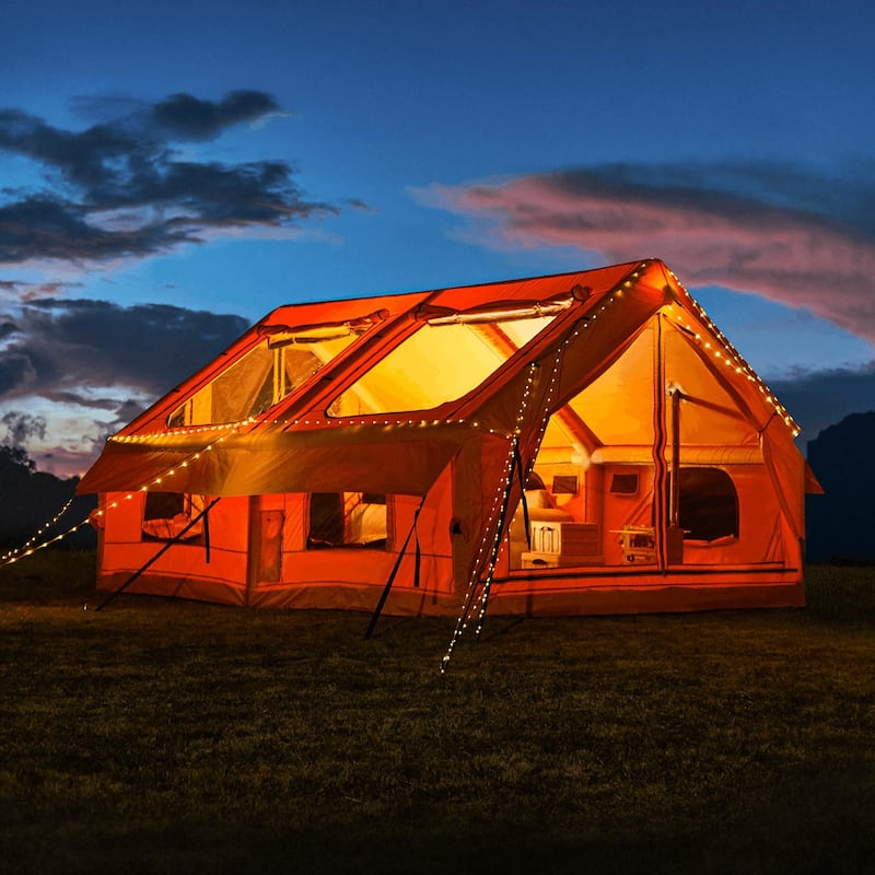 EROMMY Inflatable Tent with Chimney Opening, 8-10 Person Air Glamping Tent