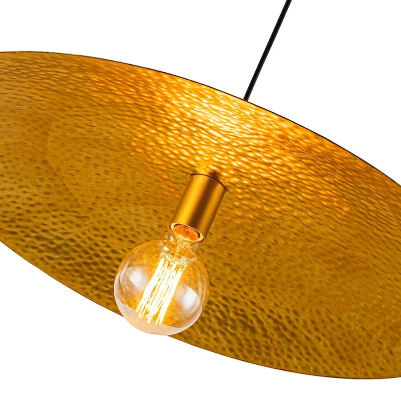 1-Light 24"Wide Oversized Retro Hammered Textured Gold Dome Pendant Light
