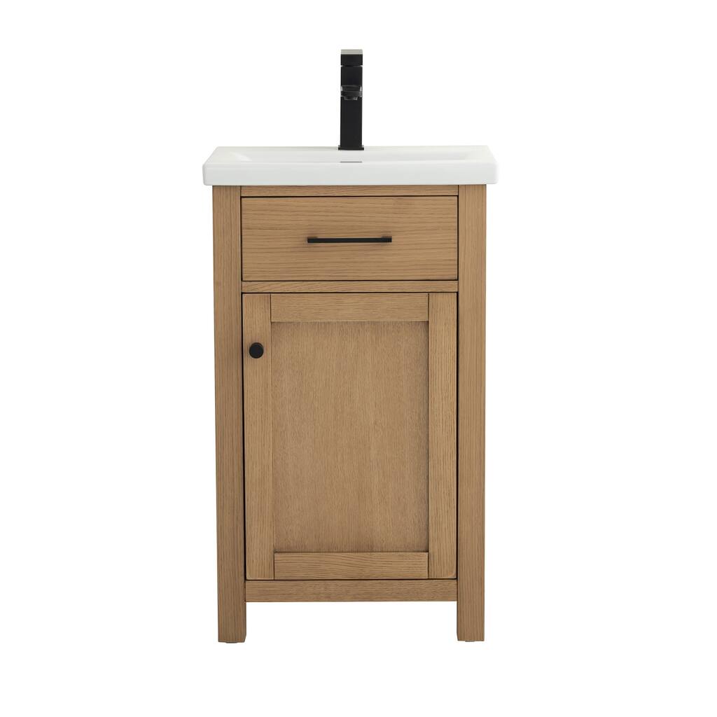 Jacklyn Freestanding Bath Vanity in White Oak with Ceramic Basin