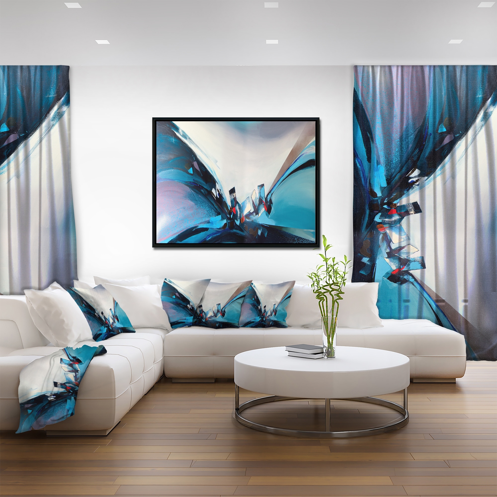 Shop Designart Blue Panoramic Abstract Design Abstract Framed