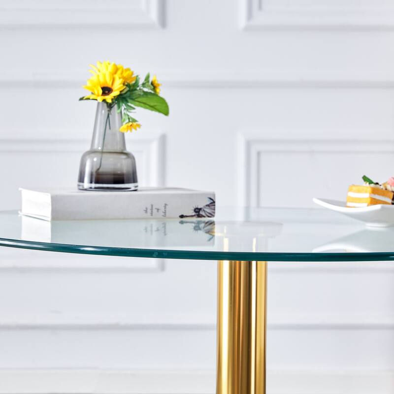 Diameter Glass Top And A Modern, Minimalist Round Dining Table With Metal Legs