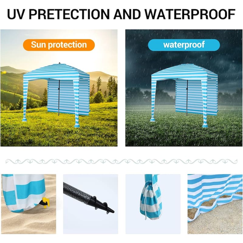 Beach Tent Beach Canopy Beach Cabana with One Side Detachable Cover Large Space, Beach, Lake, Outdoor Camping Beach Umbrella