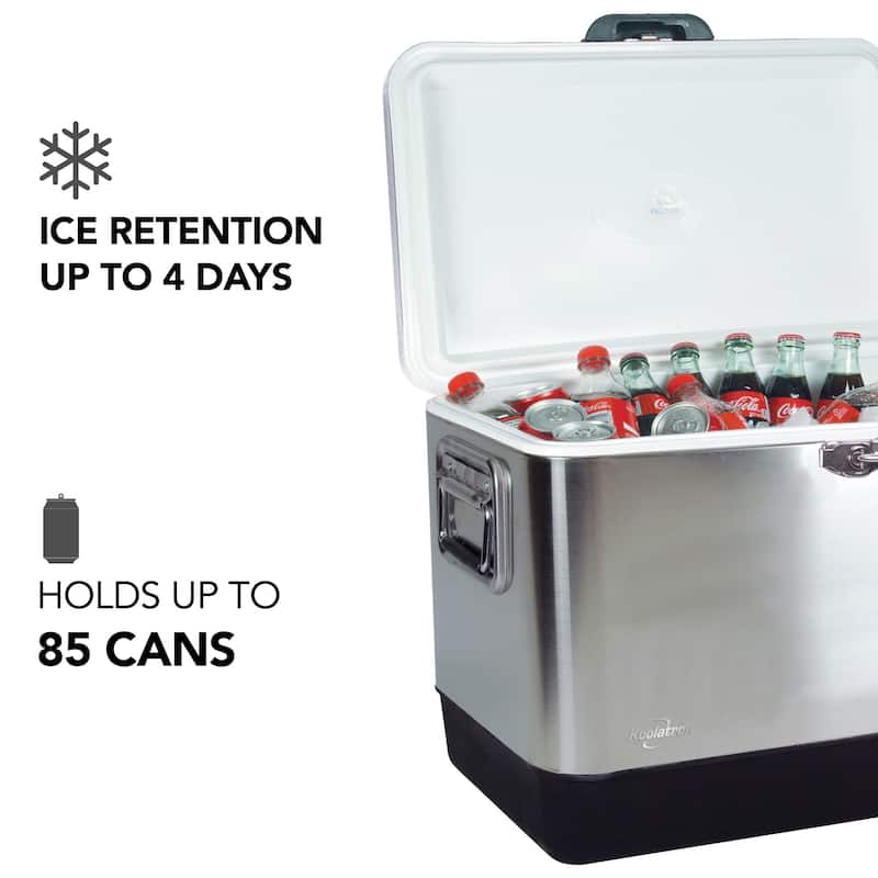 Koolatron Stainless Steel Ice Chest Cooler w/ Opener 51L (54 qt)