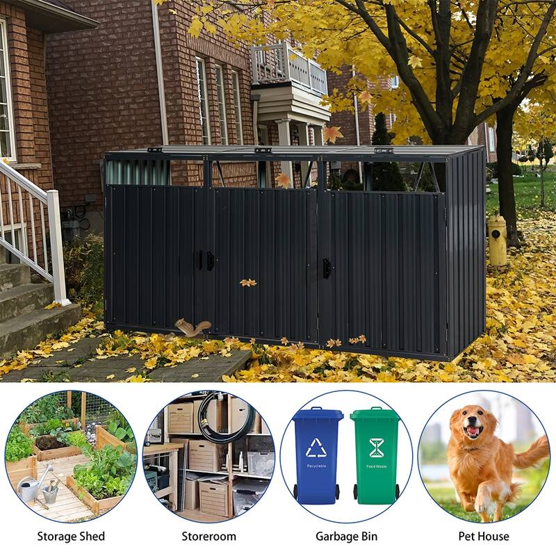Galvanized Steel Outdoor Garbage Shed, Bin Shed, Metal Storage Shed