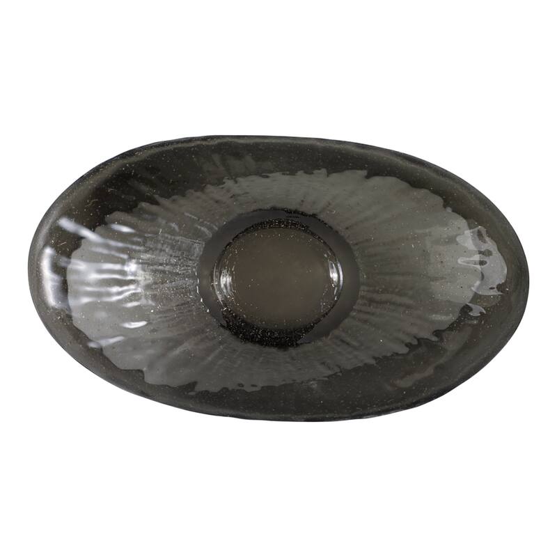 Glass Decorative Bowl Organic Textured Valencia Style - 6" Clear - 15" x 9" x 6"