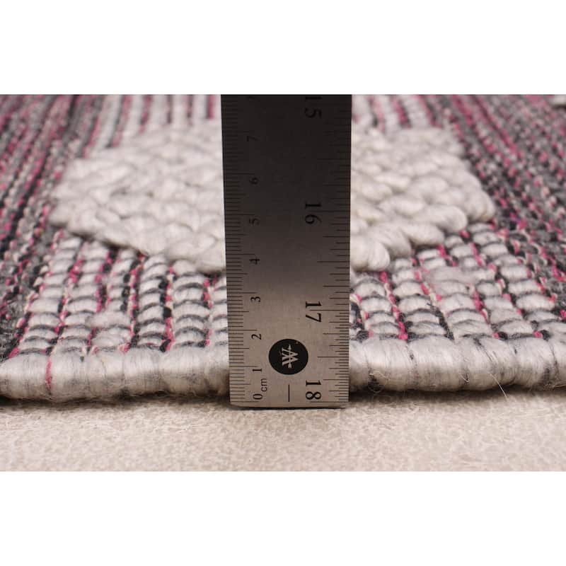 ECARPETGALLERY Braid weave Sienna Grey Wool Rug - 6'0 x 9'1