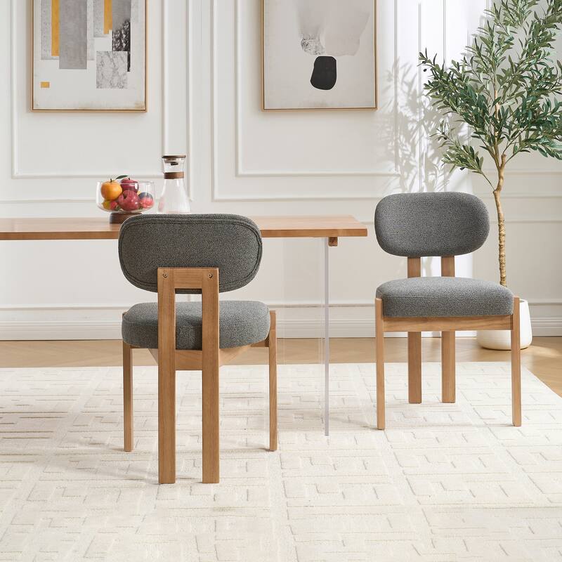 Wooden Dining Chairs Set of 2, Modern Fabric Upholstered Dining Room Chair Kitchen Chairs