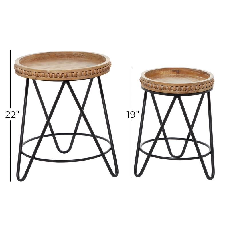 Brown Iron Modern Accent Table (Set of 2) - 17 x 17 x 19Round