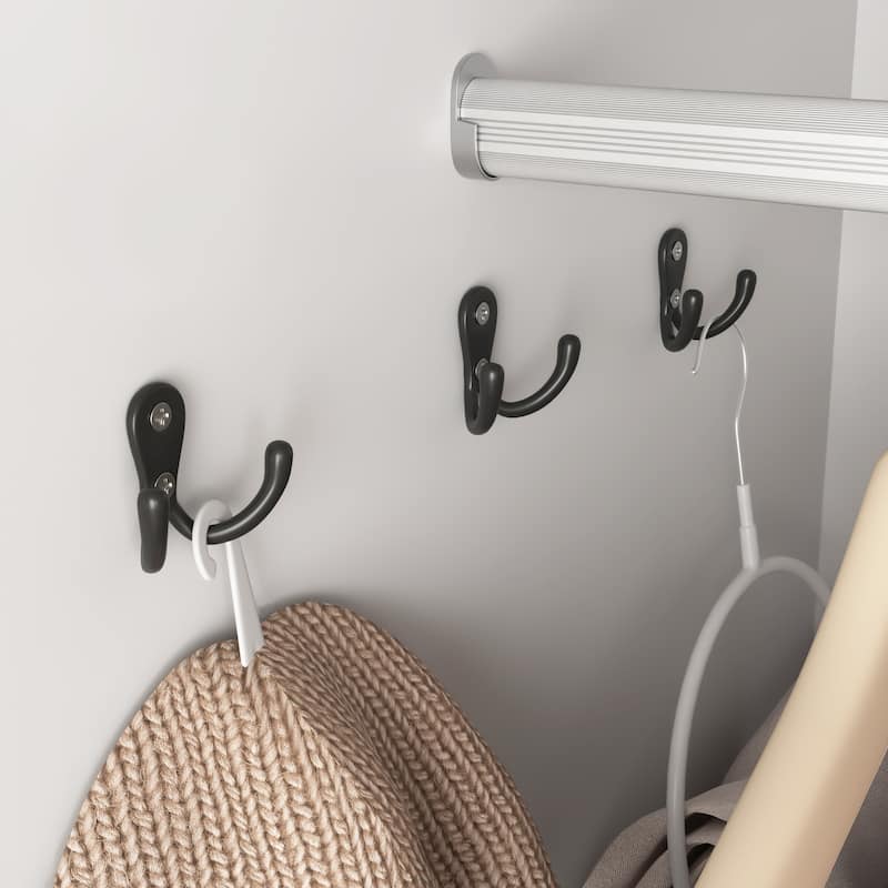 4 Doors Wardrobe Closet with Mirror, LED Wardrobe with Doors and 2 Drawers, Wooden Wardrobe Storage Cabinet with Hanging Rod