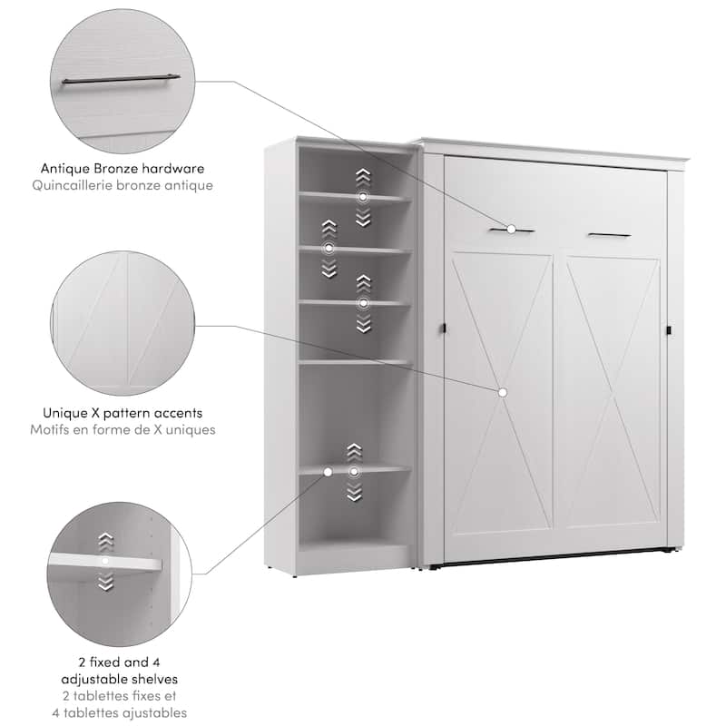 Key West Full Murphy Bed with Closet Organizer (88W) by Bestar