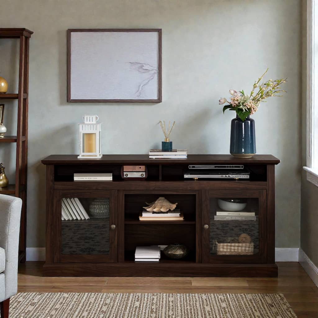 60" Contemporary TV Stand for 65" TVs, Modern Entertainment Console with Open & Closed Storage and Cable Management