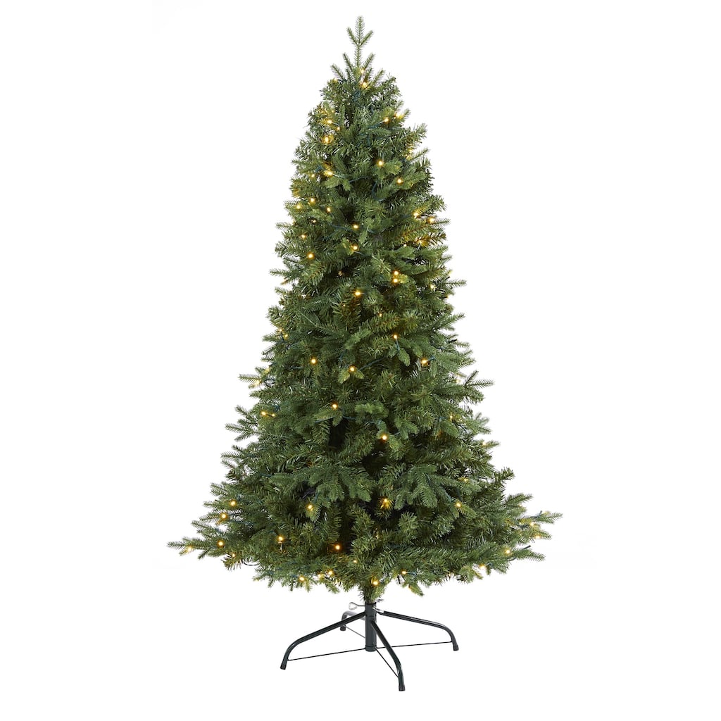 5' Pre-Lit Vermont Fir Artificial Christmas Tree, Clear LED Lights - 5 Foot