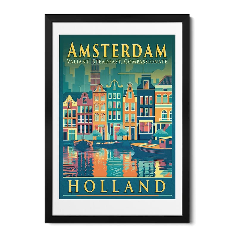 Vintage Poster XV Premium Framed Poster by Steve Hunziker - Black - 32x24x1