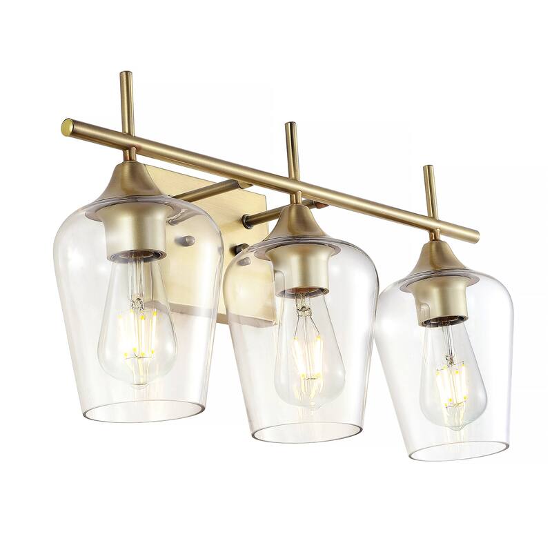 GetLedel 3-Light Dimmable Bathroom Vanity Light Wall Sconce with Clear Glass Shades