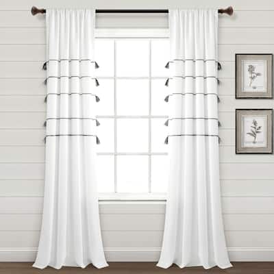 Lush Decor Farmhouse Boho Stripe Woven Tassel Yarn Dyed Cotton Window Curtain Panel Pair