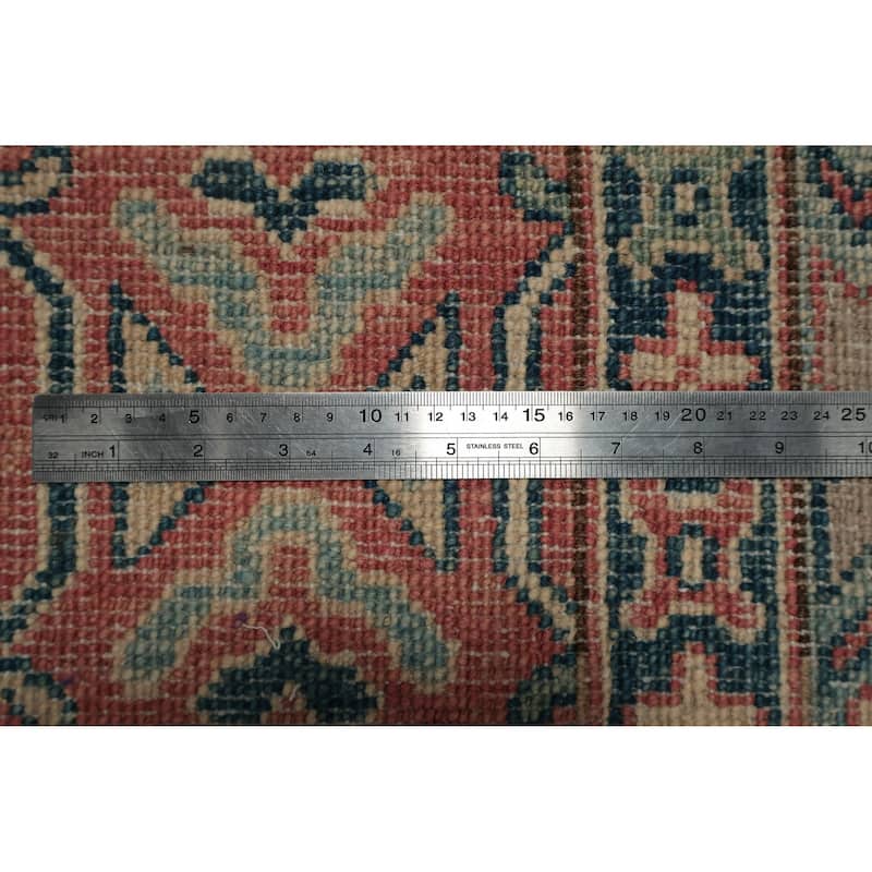 Hand Knotted Oriental 100% Wool Carpet Traditional Geometric Beige & Ivories Kazak Area Rug - 11' 3'' X 8' 7''