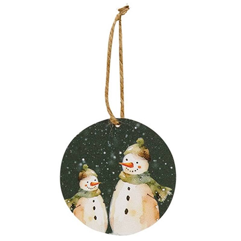 Watercolor Snowman Ornaments for Holiday Tree Decor 2 Asstd - 3" x 0.25" x 3"