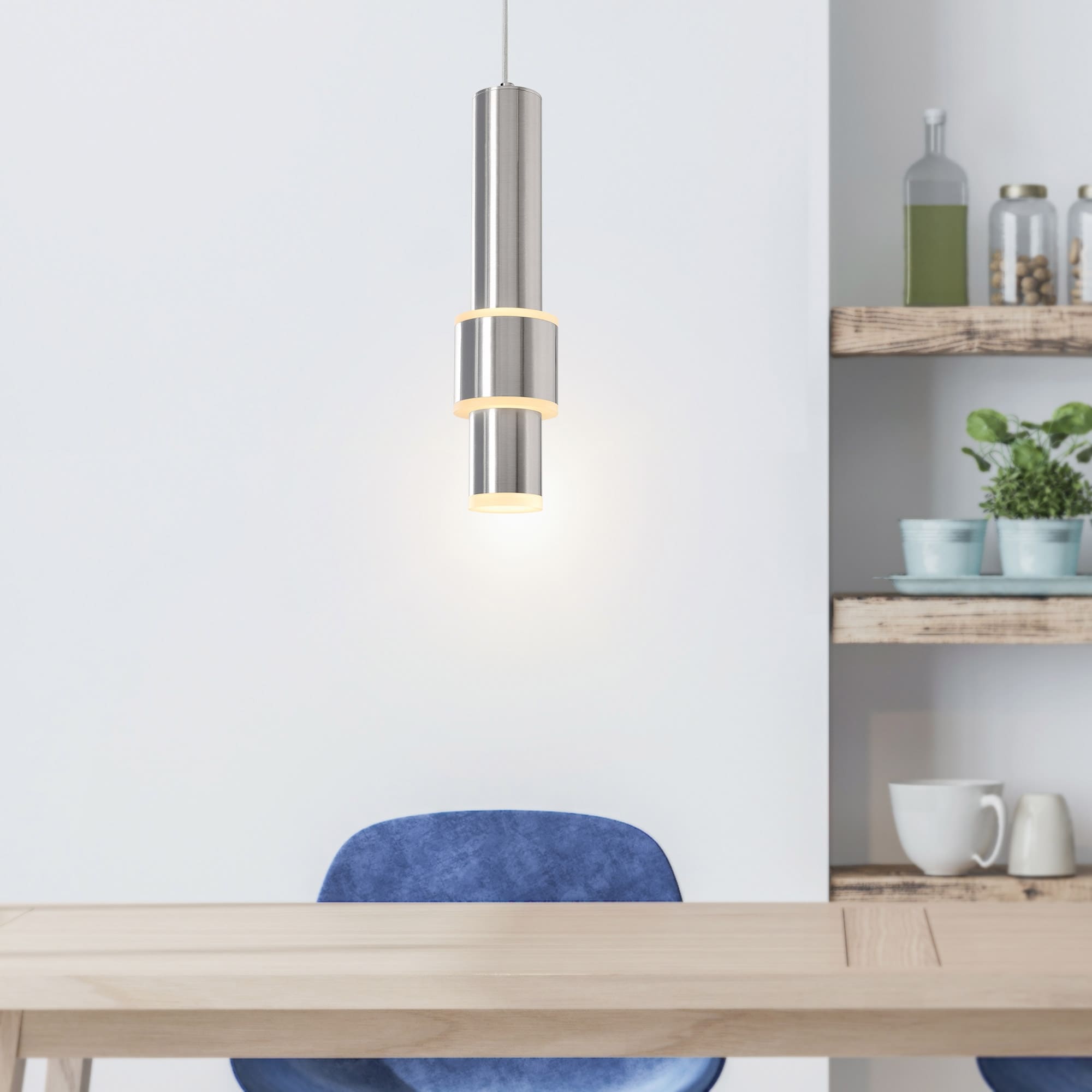 CWI Lighting Lena Integrated LED 5in Satin Nickel Mini Pendant - Satin Nickel