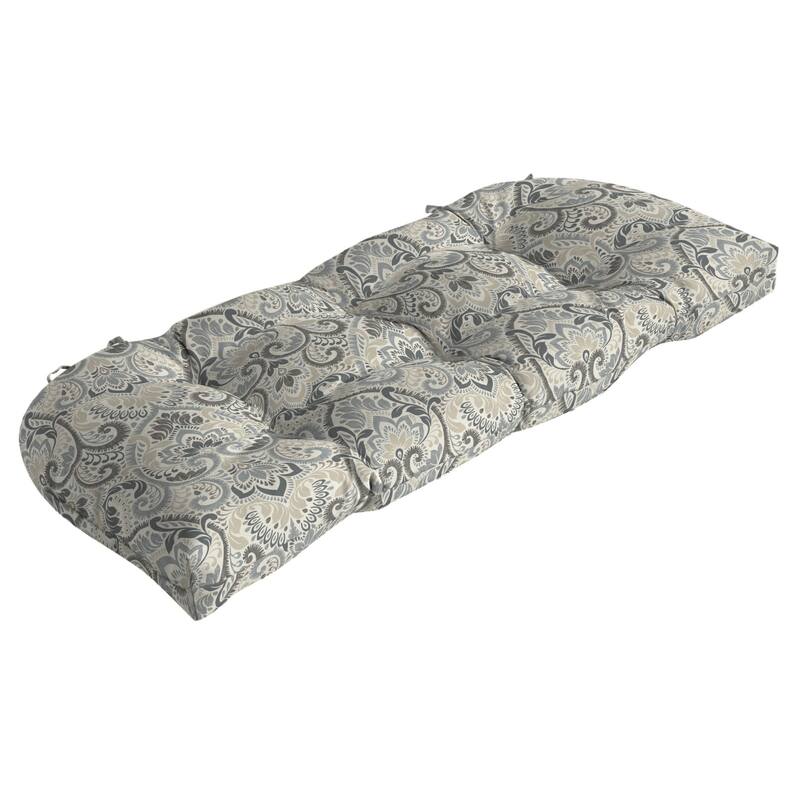ARDEN Outdoor 18 x 41.5 in. Wicker Settee - 18 in L x 41.5 in W x 5 in H - Neutral Aurora Damask