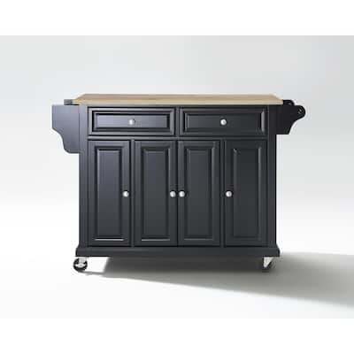 Full Size Kitchen Cart with Stainless Steel Top - Mobile Island with Tiered Shelf & Storage