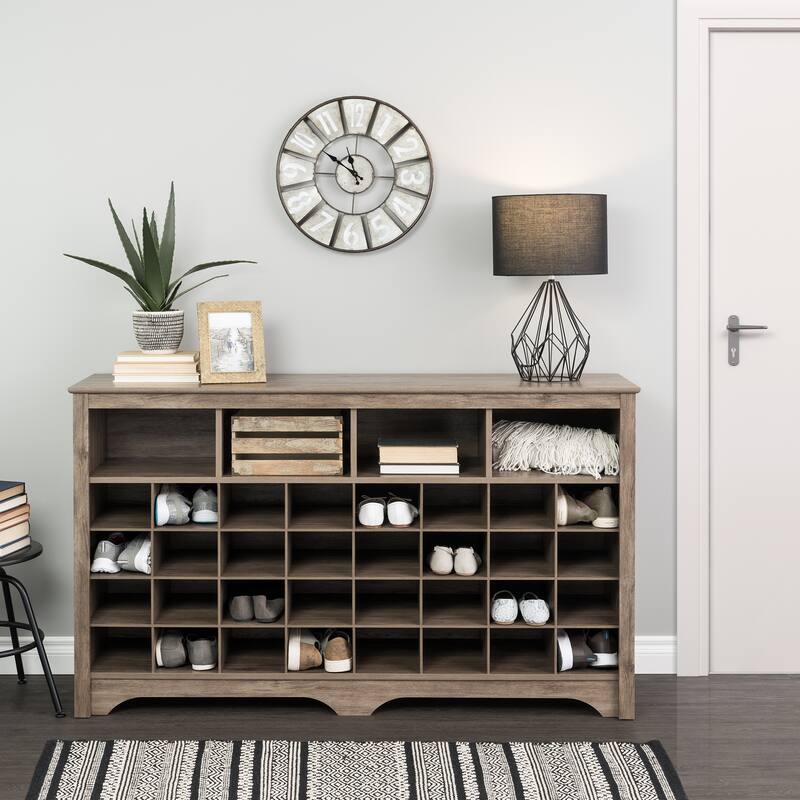 Prepac 60" Entryway Shoe Cubby Console - Drifted Gray
