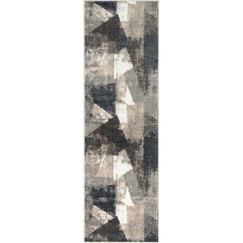 Well Woven Verity Kye Abstract Geometric Modern Area Rug - 2' 3" x 7' 3" - Grey - Runner