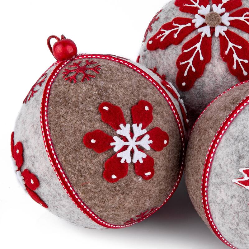 STP Goods 4" Red and White Fabric Christmas Tree Ornament