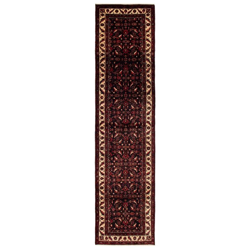 ECARPETGALLERY Hand-knotted Andelz Black, Red Wool Rug - 3'4 x 13'8 - Black/ Dark Red - 3'4 x 13'8