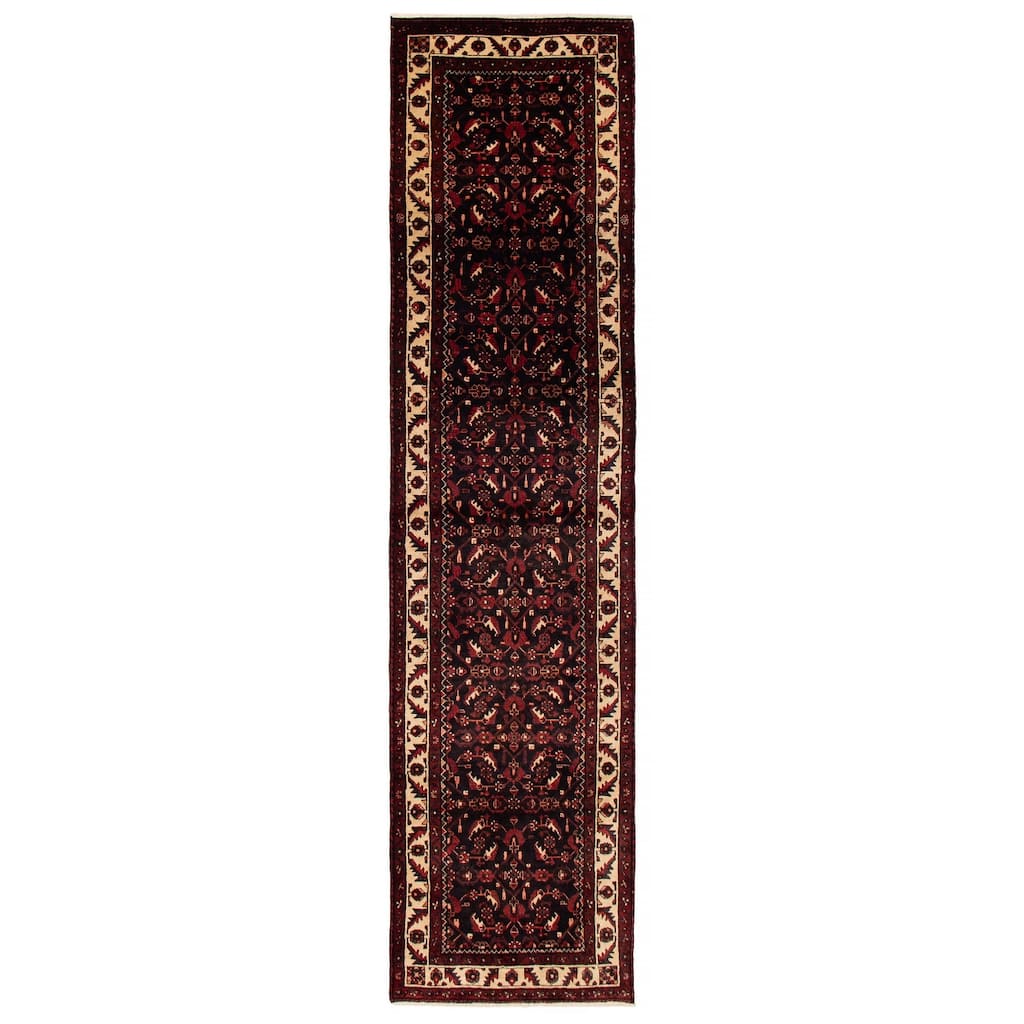 ECARPETGALLERY Hand-knotted Andelz Black, Red Wool Rug - 3'4 x 13'8