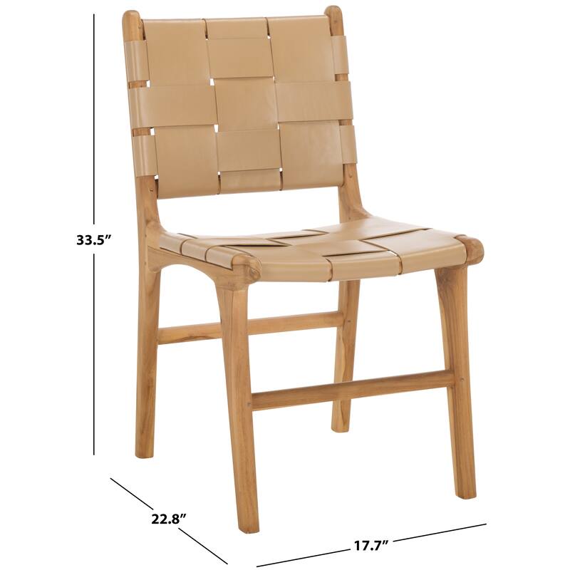 SAFAVIEH Couture Cassaphina Woven Leather Dining Chair - 18"W x 23"D x 34"H