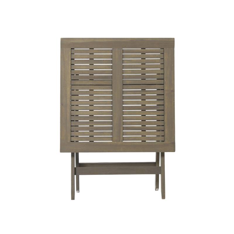 Remi 3pc Outdoor Foldable Dining Table Set, 2 Chairs, Gray Acacia Wood