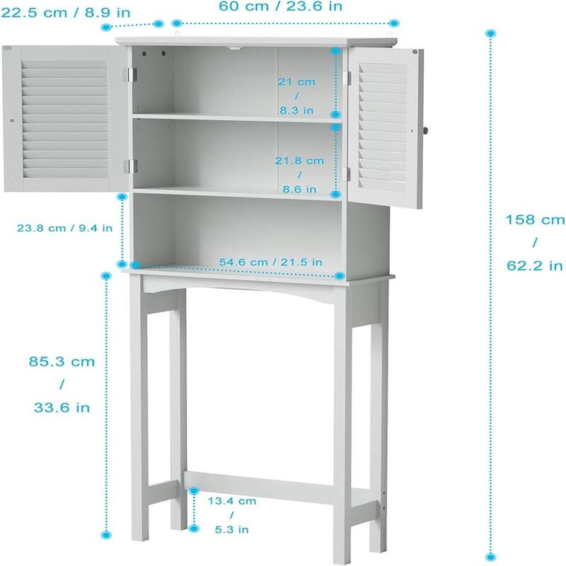 Over The Toilet Storage - 8.86"D x 23.62"W x 62.2"H