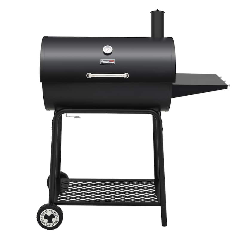 Royal Gourmet 30-Inch Barrel Charcoal Grill with Side Table, Black - Assembly Required