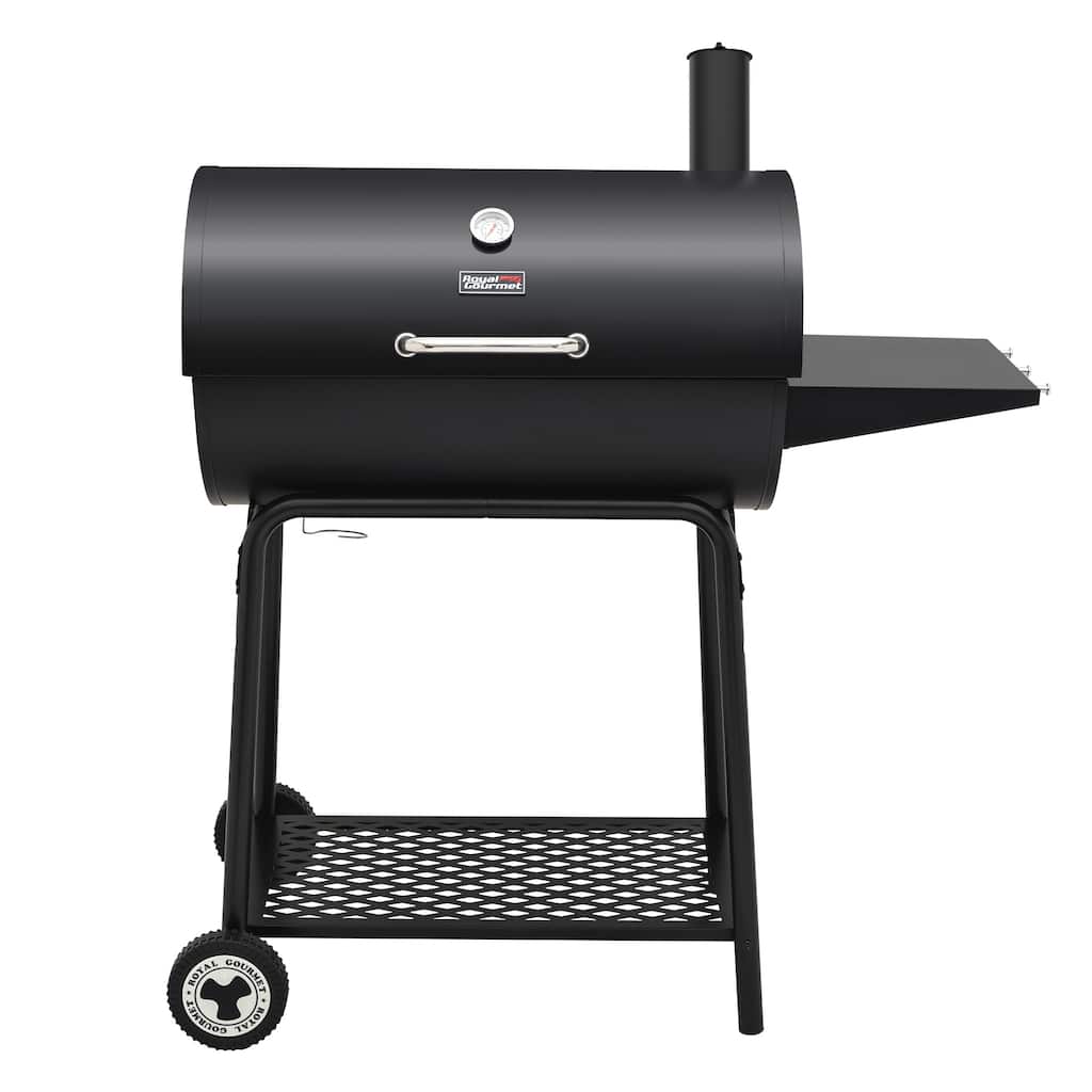 Royal Gourmet 30-Inch Barrel Charcoal Grill with Side Table, Black