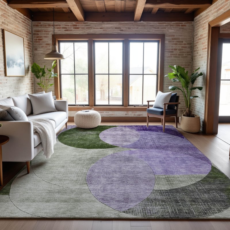 Premium Washable Super Soft Modern Geo Mayfield Rug - Lavender - 8' x 10'