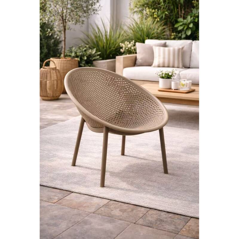 Set of 2 Modern Plastic Lounge Chair Plastic Legs with Polka Dots Spot Breathable for Patio Outdoor or Indoor Use