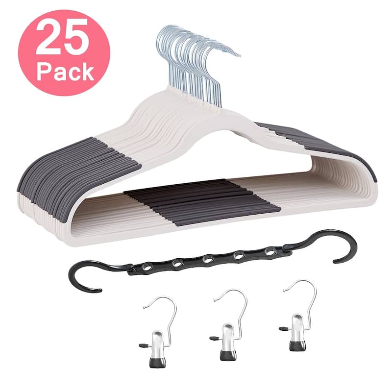 VECELO Wet and Dry Adult Hangers Holds Up To 10 Lbs, Clothes Hangers(25/50 Packs Option) - 25 Pack - Grey