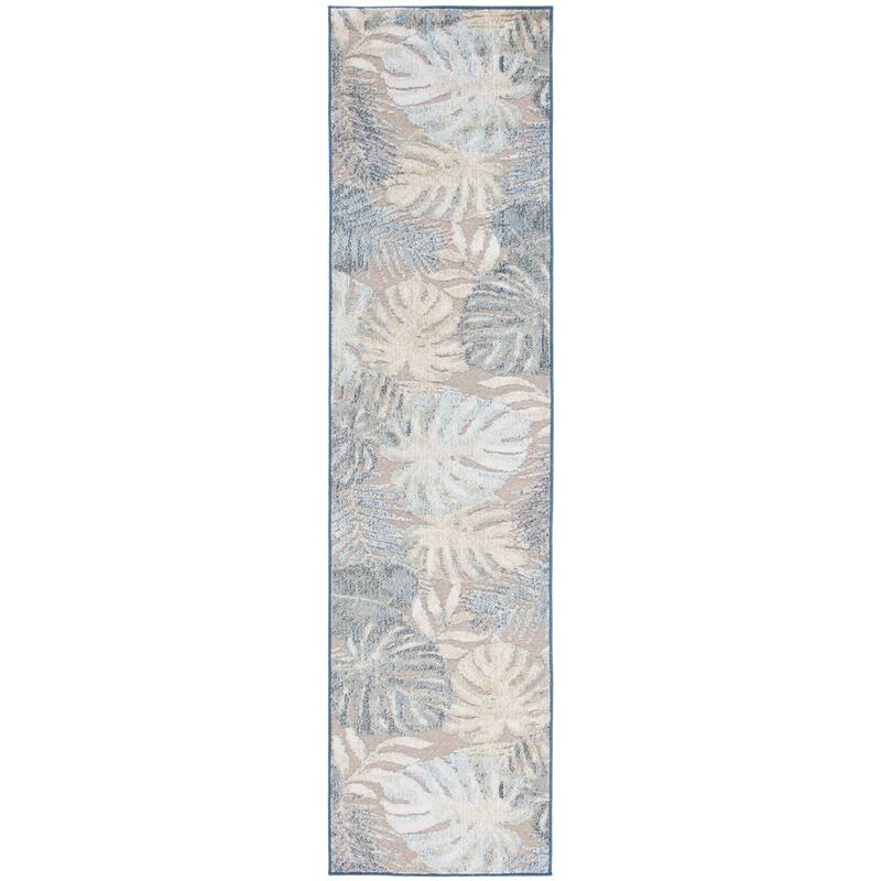 SAFAVIEH Sarasota Mayako Indoor/Outdoor Rug - 2'3" x 9' Runner - Light Green/Brown