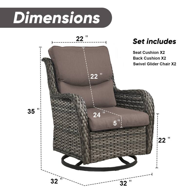 Pocassy Outdoor Swivel Chairs Patio Furniture Set
