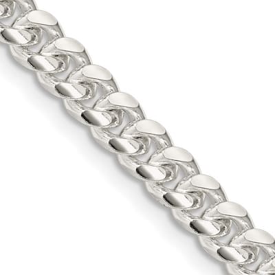 Curata 925 Sterling Silver 5mm Domed Curb Chain Necklace for Men