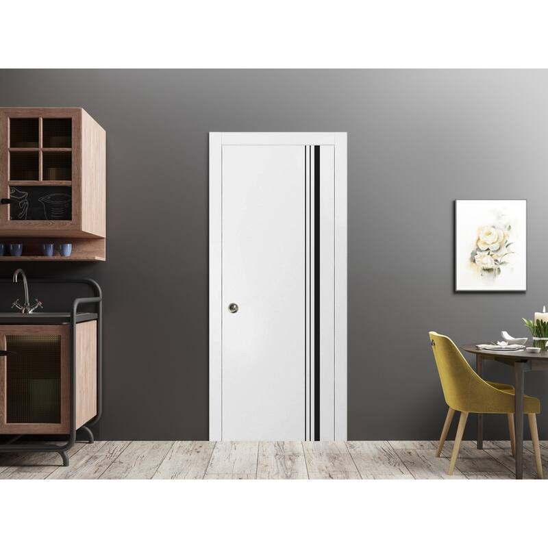 Slab Barn Door Panel 18 x 80 Planum 0011 White Silk with Sturdy Finished