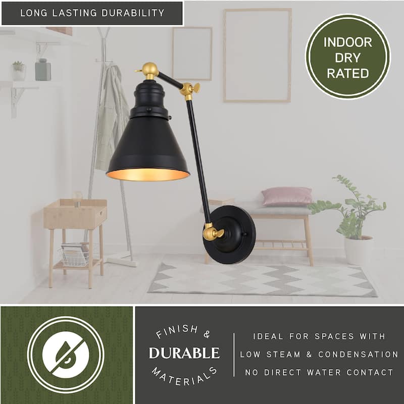 Alexis Reading Light Adjustable Swing Arm Wall Lamp with Metal Shade