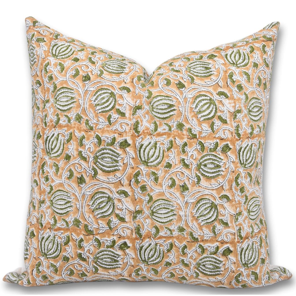 Fabdivine Linen Farmhouse Block print pillow Cover