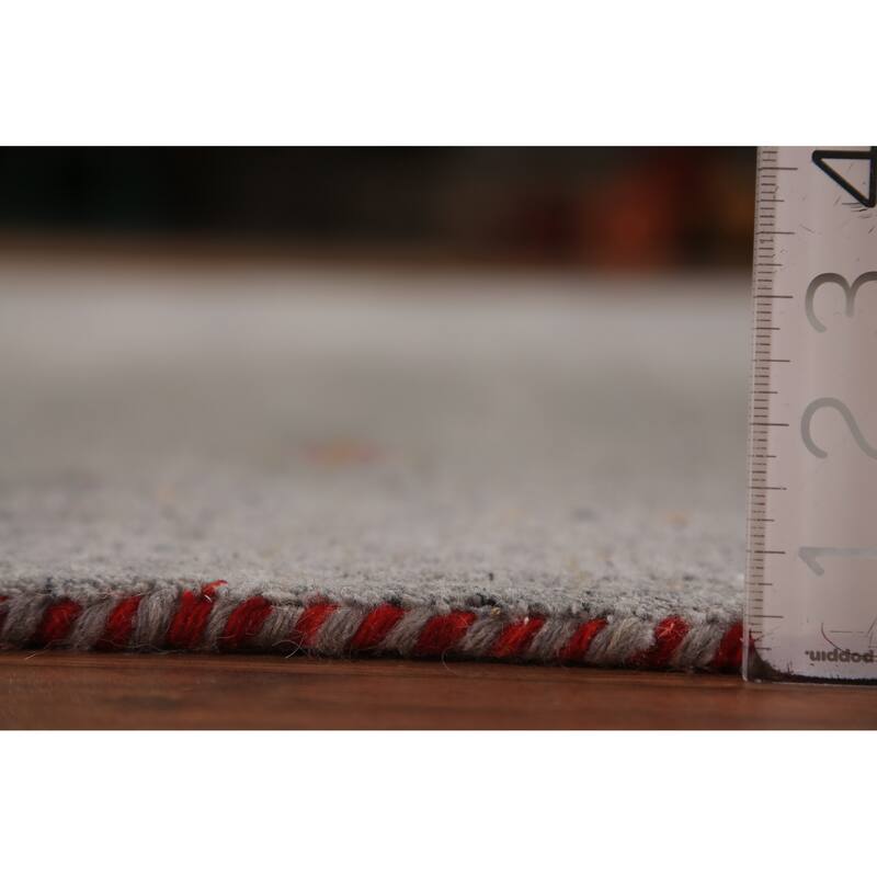 Tribal Gabbeh Oriental Area Rug Handmade Grey Wool Carpet - 5'9" x 7'8"