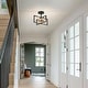 preview thumbnail 4 of 7, Leno Modern Black Gold 3-Light Geometric Chandelier Semi-Flush Mount Ceiling Light Fixture