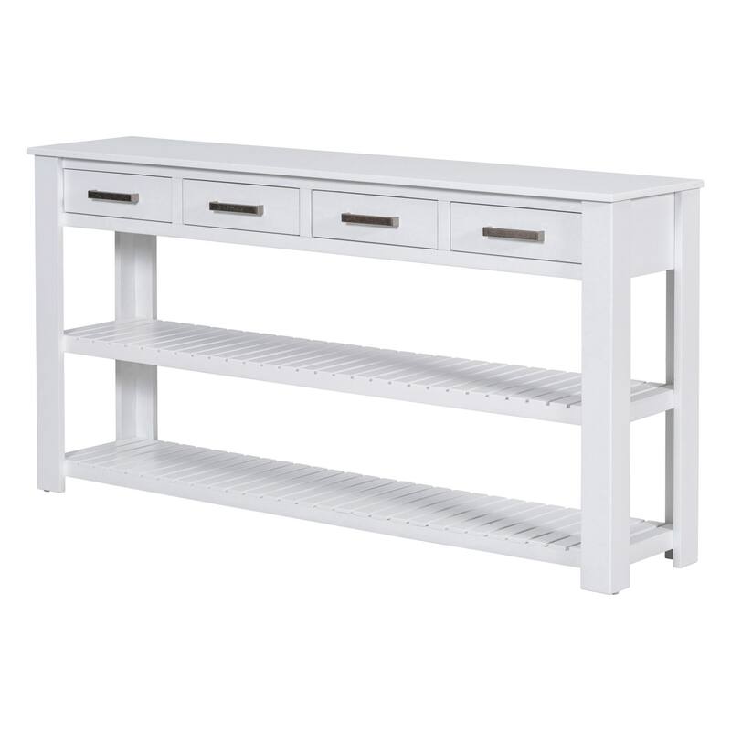 Entryway Console Table with 4 Drawers and 2 Shelves, Suitable for Entryways, Living Rooms