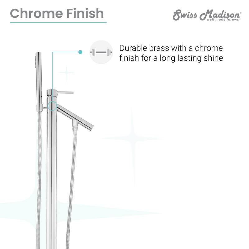 Swiss Madison SM-FF10 Plaisir Floor Mounted Tub Filler – Includes Hand
