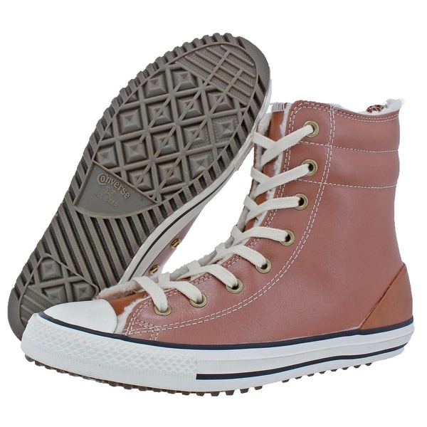 converse chuck taylor all star leather and faux fur high rise