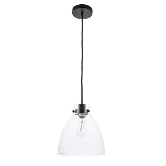 Ingrid 11-Inch Clear 1-Light Pendant - Black