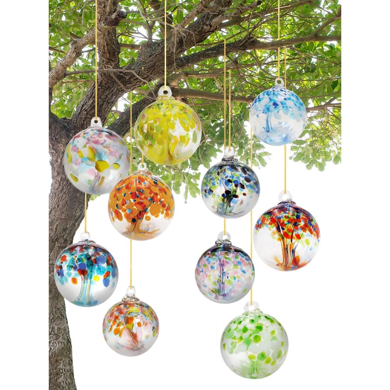 Tree of Life - Devotion Hand Blown Art Glass Ornament-4"D - 4 inch